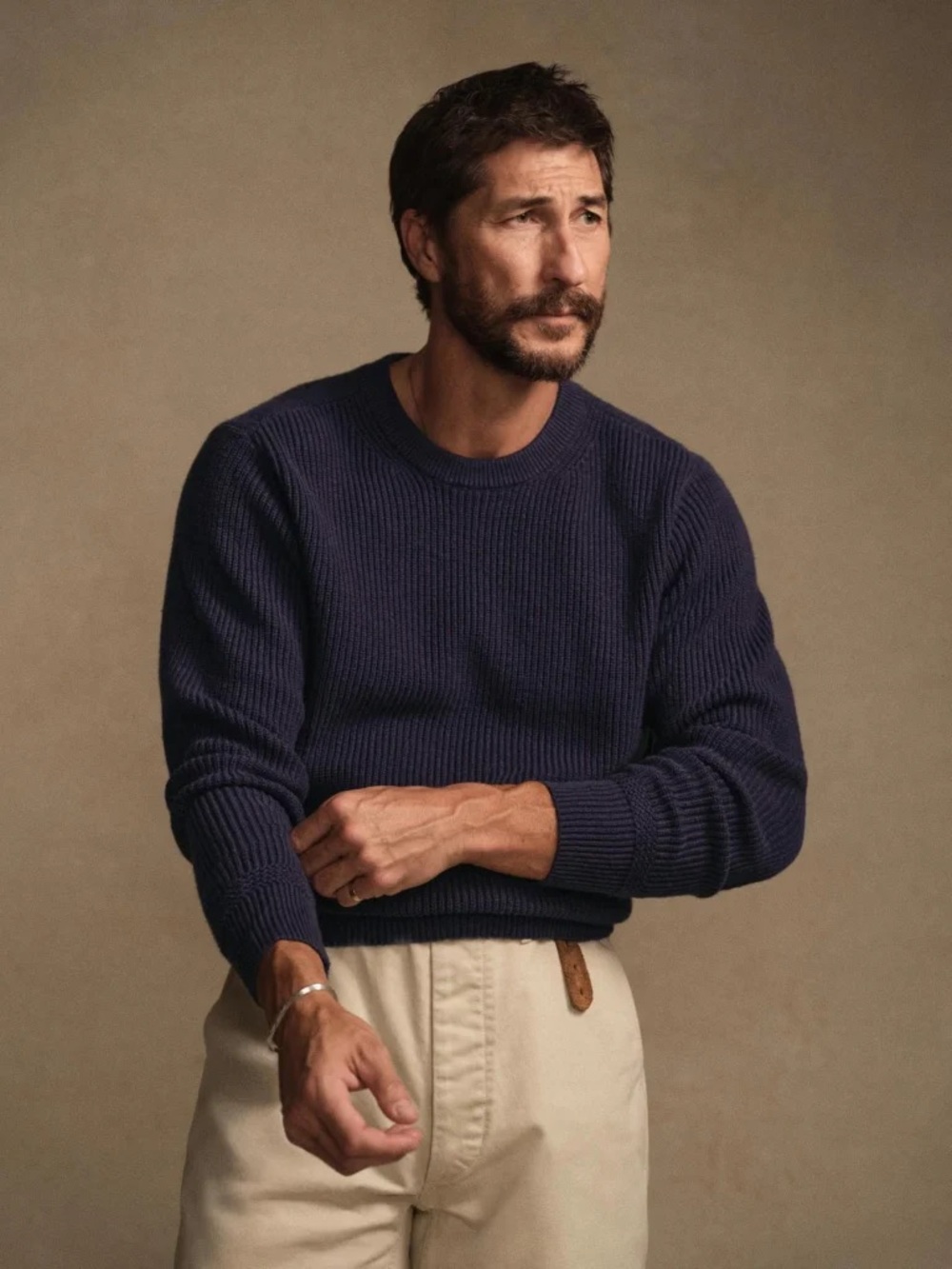 Buck Mason Navy Ribbed Crewneck Sweater